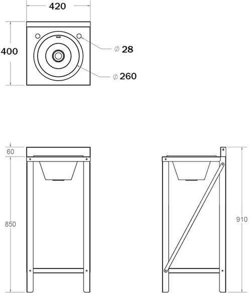 Additional image for Freestanding Wash Basin With Round Bowl (Stainless Steel).