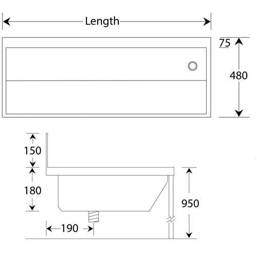 Additional image for Heavy Duty Wash Trough With Tap Ledge 2400mm (S Steel).