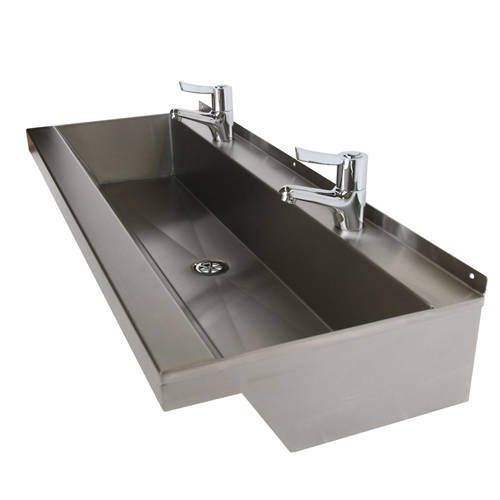 Additional image for Wall Mounted Wash Trough 1000mm (2 TH, S Steel).