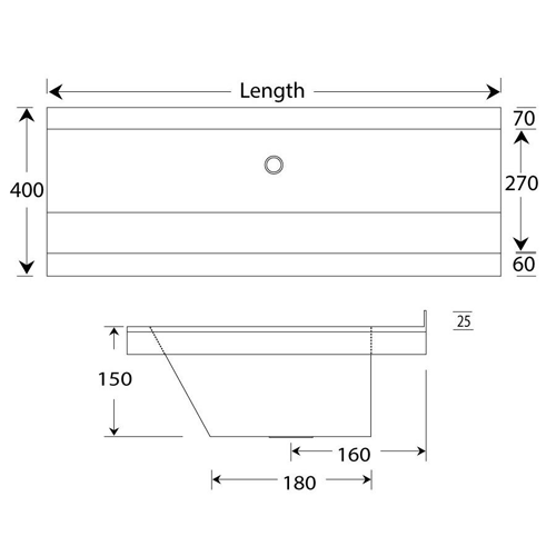 Additional image for Wall Mounted Wash Trough 1000mm (2 TH, S Steel).