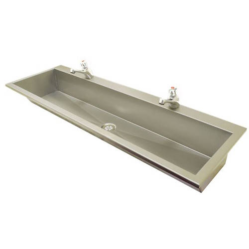Additional image for Inset Wash Trough With Tap Ledge 1750mm (Stainless Steel).