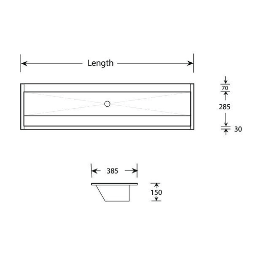 Additional image for Inset Wash Trough With Tap Ledge 2050mm (Stainless Steel).