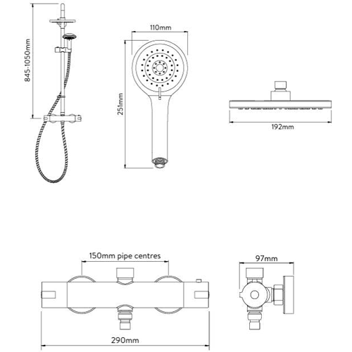 Additional image for Thermostatic Shower Valve With Rigid Riser (3/4", Chrome).