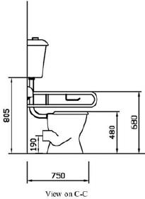 Additional image for Doc M Low Level Toilet Pack With Push Button Flush & Blue Rails.