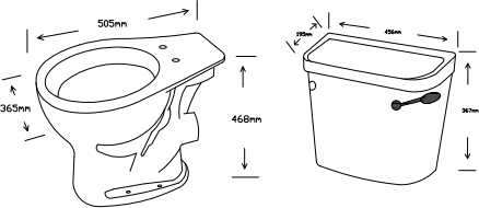 Additional image for Doc M Low Level Toilet Pack With Push Button Flush & White Rails.