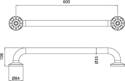 Additional image for DocM 4 X 600mm Grab Rails & 800mm Hinged Rail (WH).