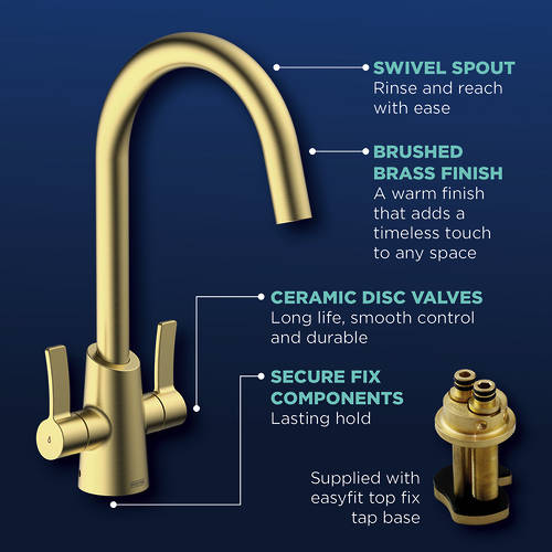 Additional image for Easyfit Mixer Kitchen Tap (Brushed Brass).