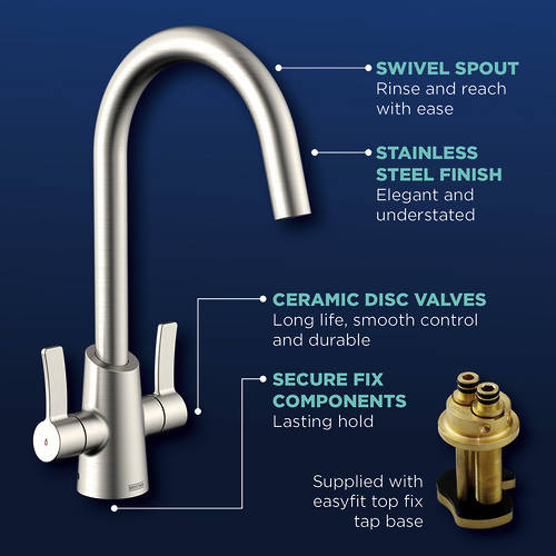 Additional image for Easyfit Mixer Kitchen Tap (Stainless Steel).