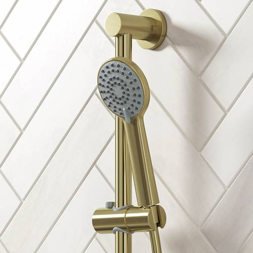 Additional image for Thermostatic Shower Pack With Slide Rail Kit (Brushed Brass).