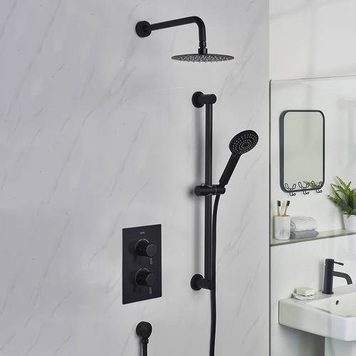 Additional image for Thermostatic Shower Pack With Slide Rail Kit (Matt Black).