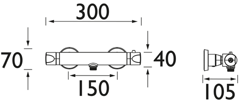 Additional image for Exposed Bar Shower Valve With Dual Controls (1 Outlet, Chrome).