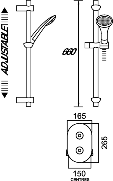 Additional image for Concealed Shower Valve & Slide Rail Kit (Chrome).