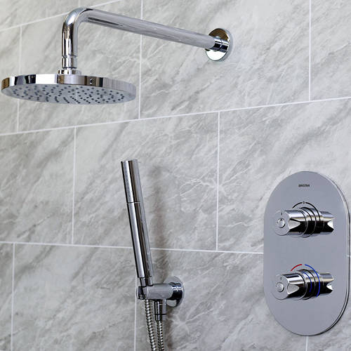 Additional image for Shower Pack With Arm, Round Head & Handset (Chrome).