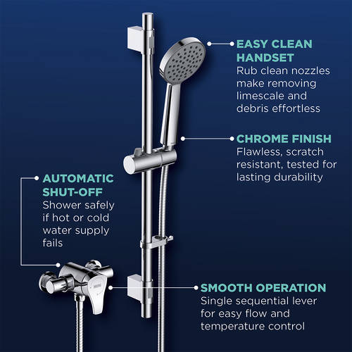 Additional image for Mini Exposed Shower Valve & Slide Rail Kit (Chrome).