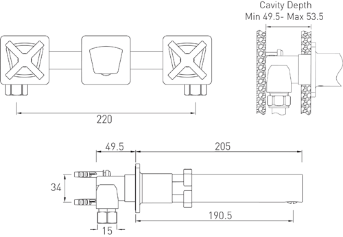 Additional image for Wall Mounted Basin & Bath Filler Tap Pack (Chrome).