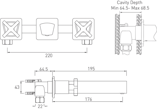 Additional image for Wall Mounted Basin & Bath Filler Tap Pack (Chrome).