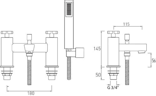 Additional image for Basin & Bath Shower Mixer Taps Pack (Chrome).