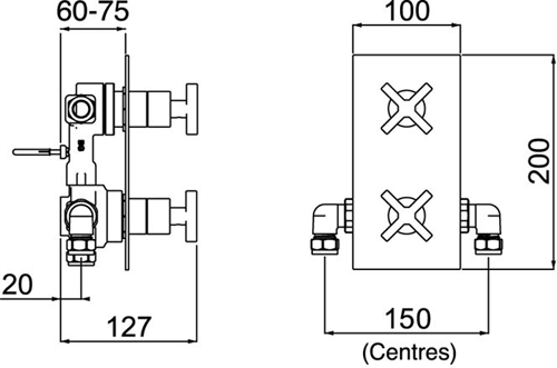 Additional image for Dual Thermostatic Shower Valve With 2 x Outlet Diverters.