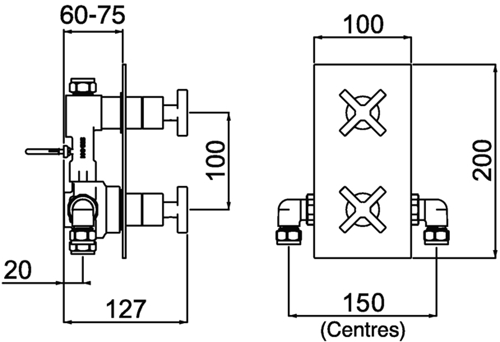 Additional image for Thermostatic Dual Control Shower Valve (Chrome).