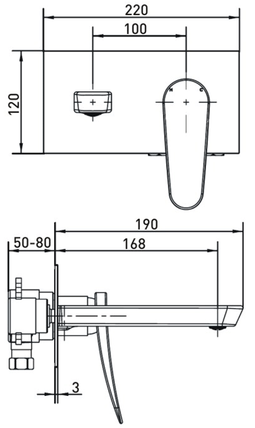 Additional image for Wall Mounted Basin & Bath Filler Tap Pack (Chrome).