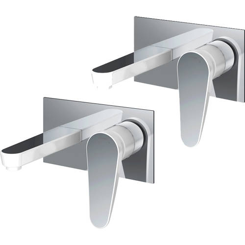 Additional image for Wall Mounted Basin & Bath Filler Tap Pack (White & Chrome).