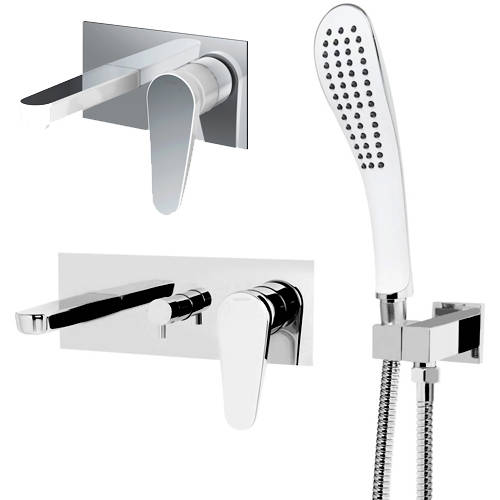 Additional image for Wall Mounted Basin & BSM Tap (White & Chrome).