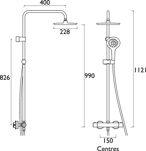 Additional image for Thermostatic Bar Valve With Rigid Riser & Handset.