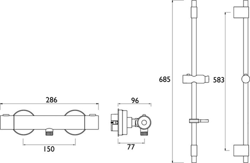 Additional image for Thermostatic Bar Valve With Adjustable Riser & Handset.