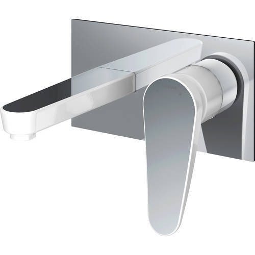 Additional image for Wall Mounted Basin Mixer Tap (White & Chrome).