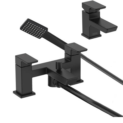 Additional image for Mono Basin & Bath Shower Mixer Tap Pack (Black).