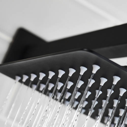 Additional image for Shower Pack With Arm, Square Head & Slide Rail Kit (Matt Black).