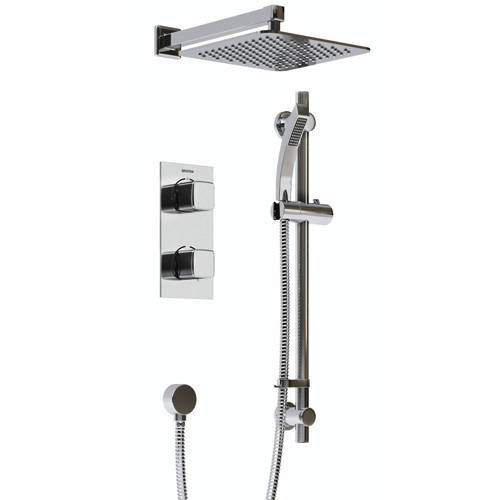 Additional image for Shower Pack With Arm, Square Head & Slide Rail Kit (Chrome).