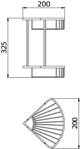 Additional image for Two Tier Corner Fixed Wire Basket (Chrome).