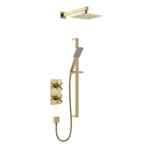 Additional image for Thermostatic Shower Pack With Slide Rail Kit (Brushed Brass).