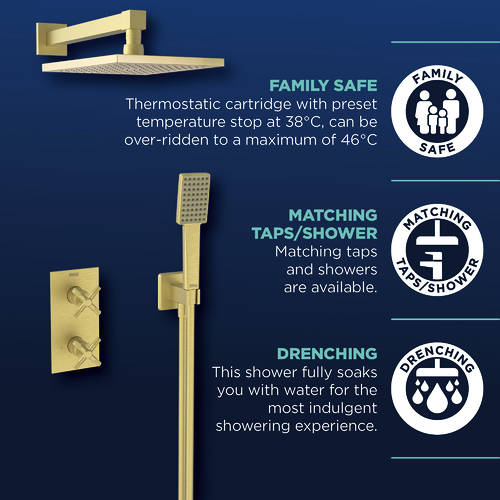 Additional image for Shower Pack With Fixed Head & Kit (Brushed Brass).