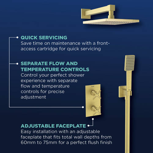 Additional image for Shower Pack With Fixed Head & Kit (Brushed Brass).
