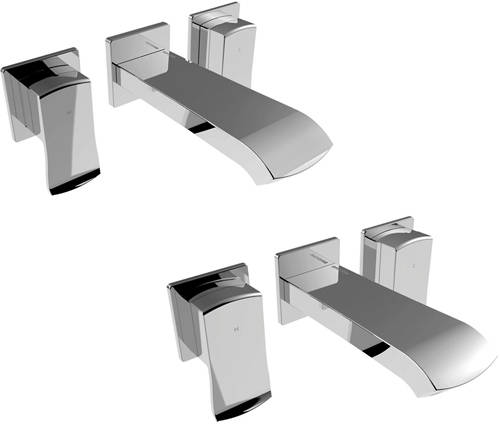 Additional image for Wall Mounted Basin & Bath Filler Tap Pack (Chrome).