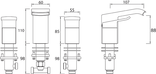 Additional image for 3 Hole Basin & Bath Filler Tap Pack (Chrome).