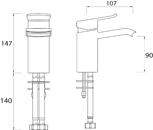 Additional image for Basin Mixer & 1 Hole Bath Filler Tap Pack (Chrome).