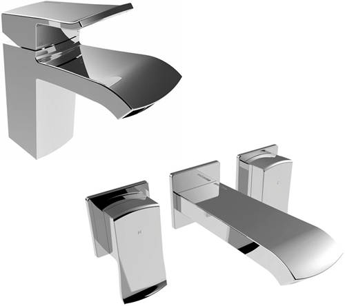 Additional image for Mono Basin & Wall Mounted Bath Filler Tap Pack (Chrome).