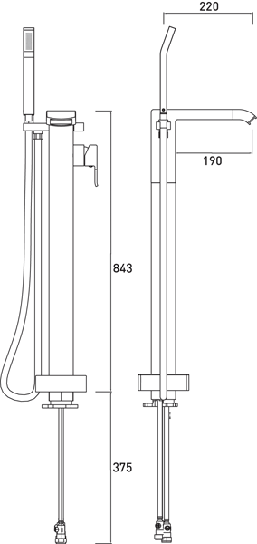 Additional image for Mono Basin & Floor Standing Bath Shower Mixer Tap Pack.