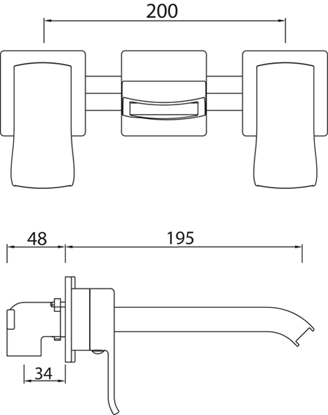 Additional image for 3 Hole Wall Mounted Basin & Bath Filler Tap Pack (Chrome).