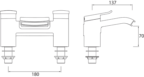 Additional image for 3 Hole Wall Mounted Basin & Bath Filler Tap Pack (Chrome).