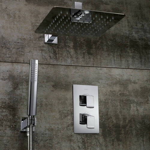 Additional image for Shower Pack With Arm, Square Head & Handset (Chrome).