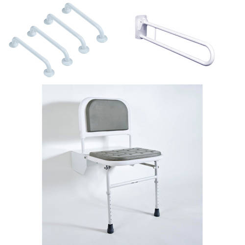 Additional image for DocM Shower Seat, 4 X 450mm Rails & Hinged Rail.