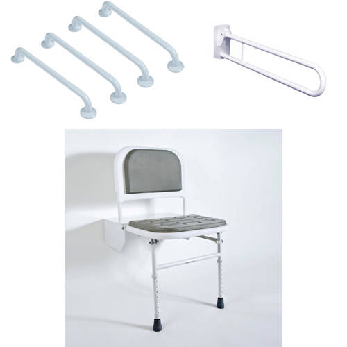 Additional image for DocM Shower Seat, 4 X 600mm Rails & Hinged Rail.