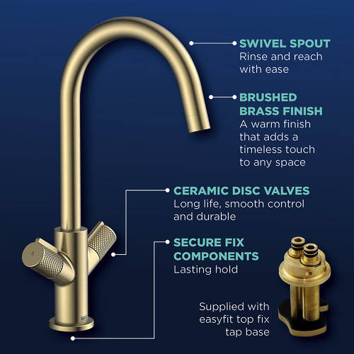 Additional image for Easyfit Mixer Kitchen Tap (Brushed Brass).