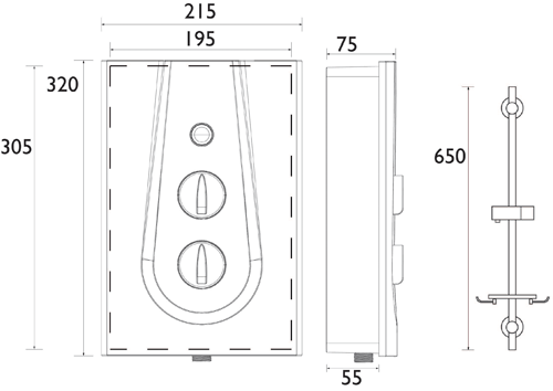 Additional image for Thermostatic Electric Shower With Digital Display 8.5kW (White).