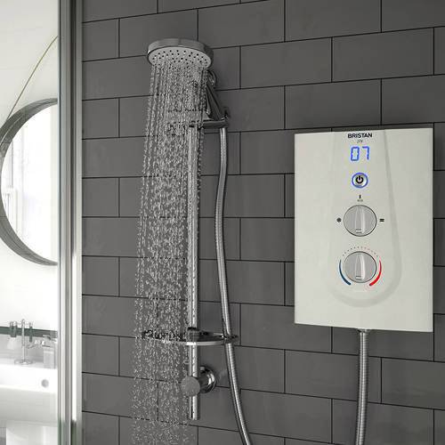 Additional image for Thermostatic Electric Shower With Digital Display 9.5kW (White).