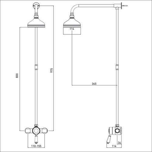 Additional image for Exposed Bar Shower Valve With Riser (1 Outlet, Chrome).
